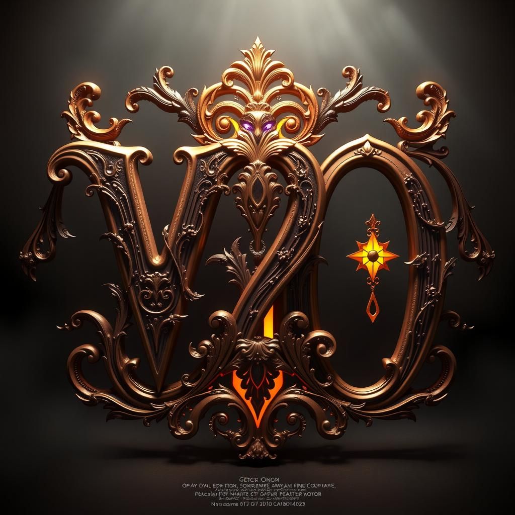 Ornate 3D Letterform Logo in Art Nouveau Style