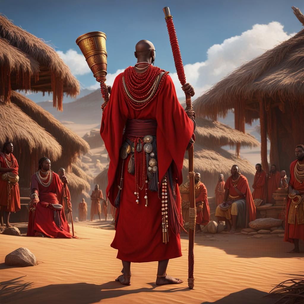 Maasai Monk Buys Staff: Fantasy Concept Art