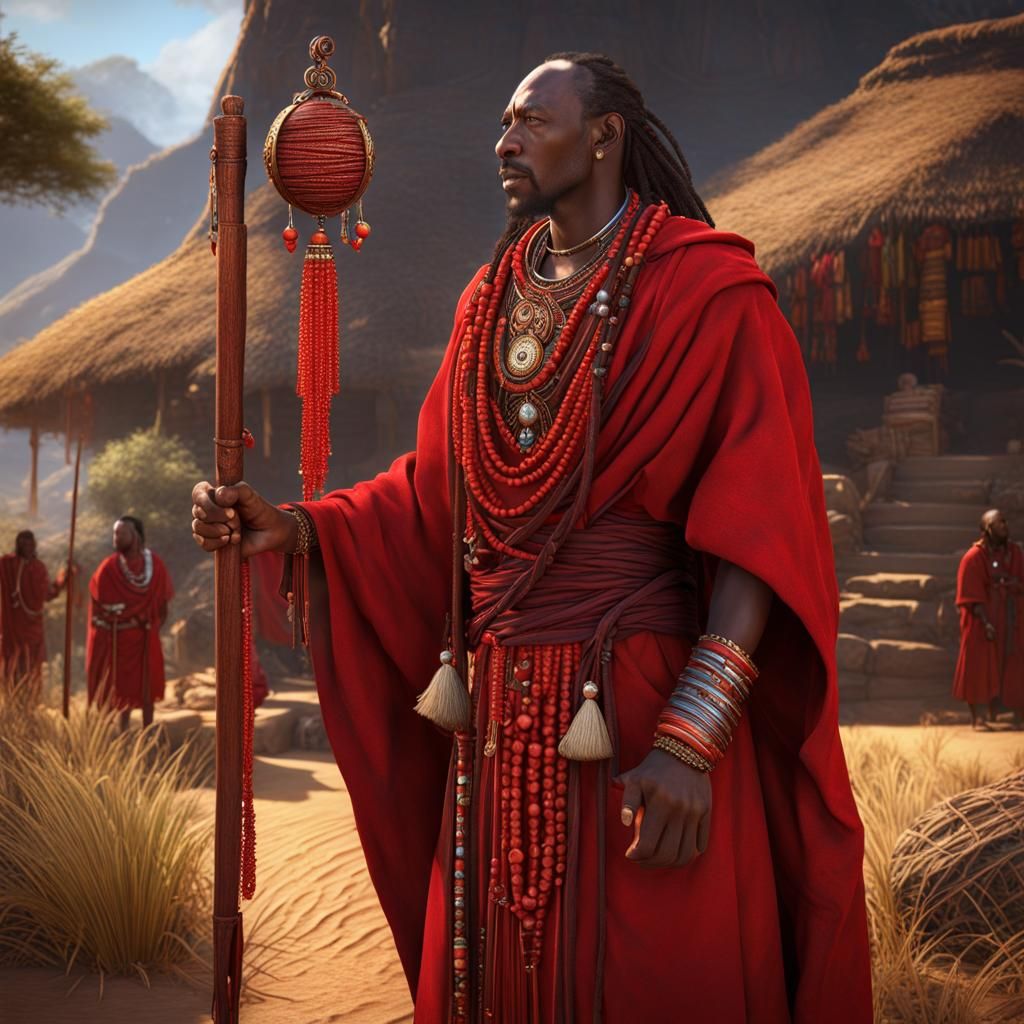 Maasai Monk Buys Staff: Fantasy Concept Art