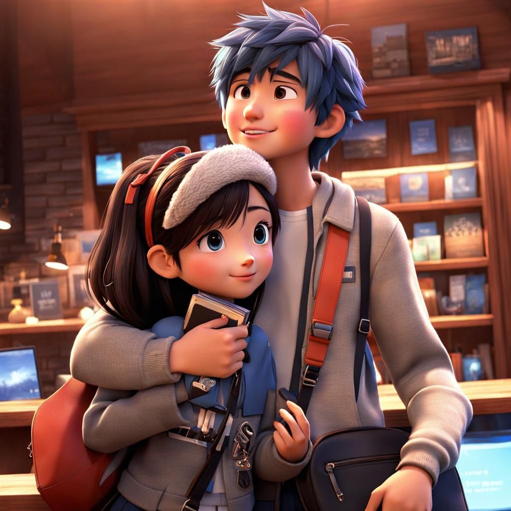 Girlfriend Reunion in Pixar 3D Anime Style