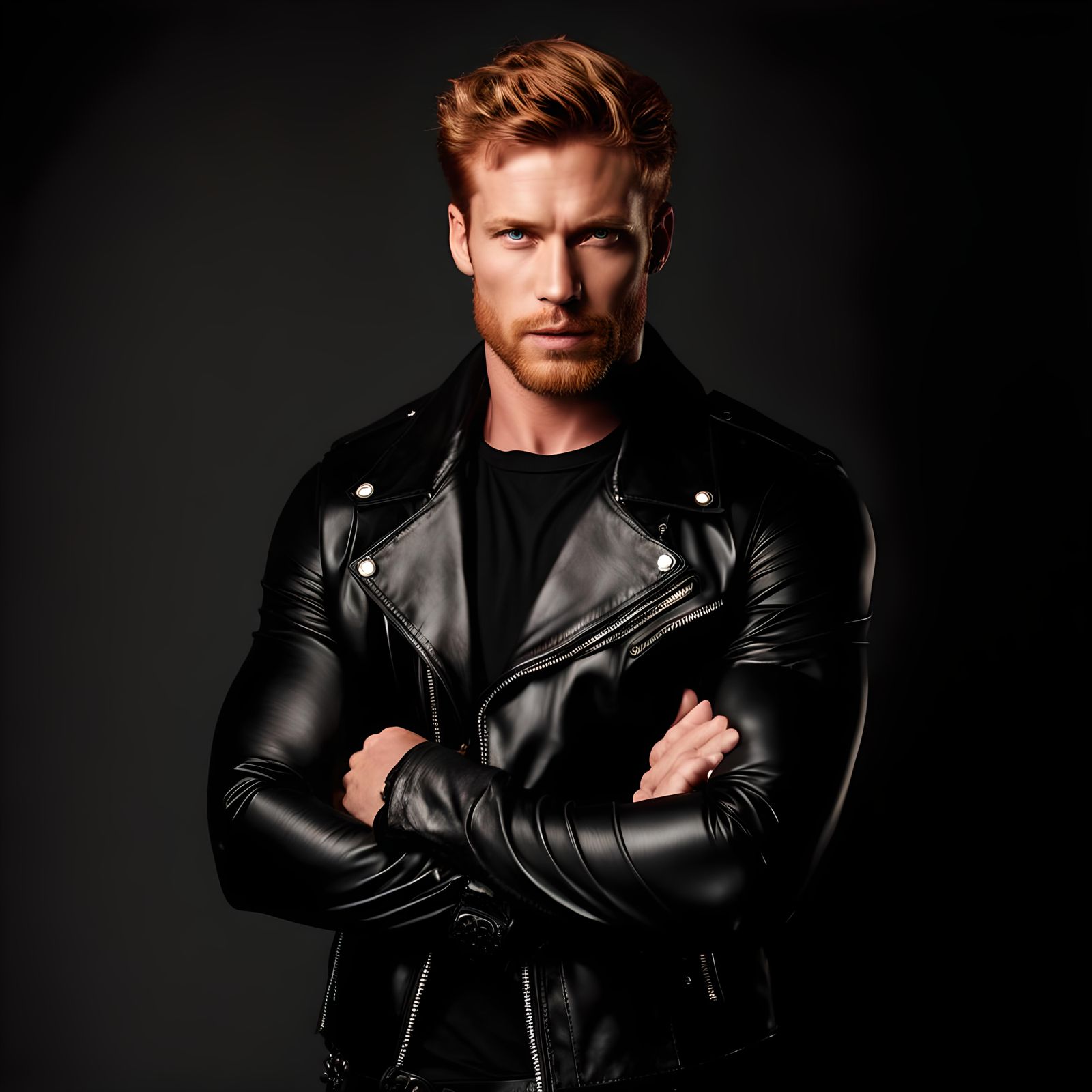 Handsome Ginger Model in Leather Vest
