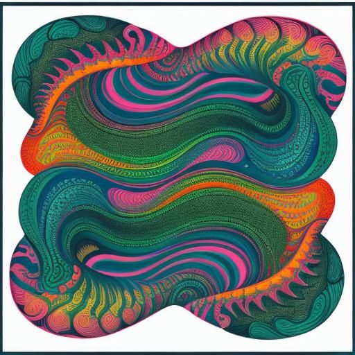 Electric Eel Heads in Contrasting Colors: Fractal Vector Art