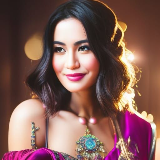 Gorgeous Woman Portrait with Detailed Jewelry in Digital Art