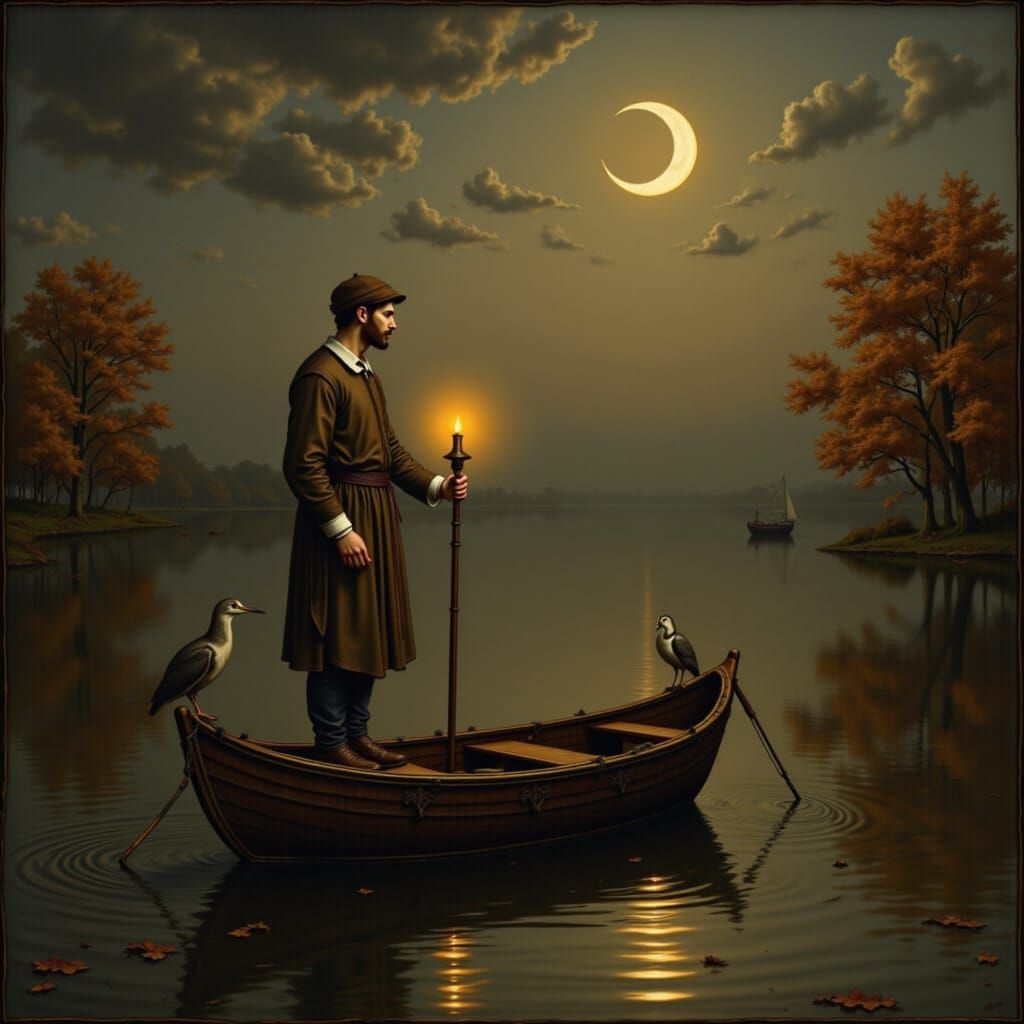Fisherman at Night in Dutch Master Style