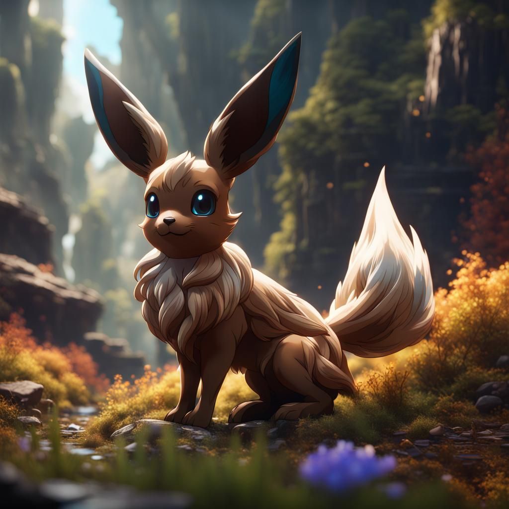 Detailed Matte Painting of Eevee in Fantasy Art