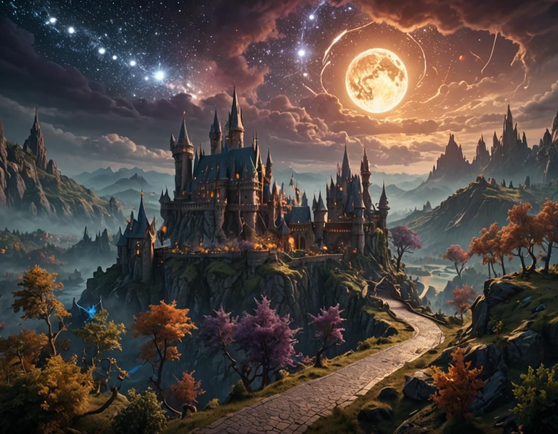 Fairytale Wizard and Dragon in Medieval Setting