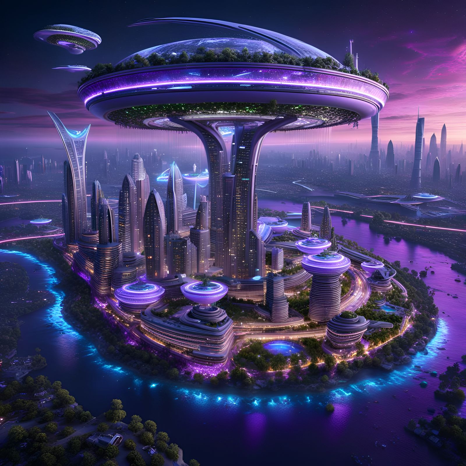 Futuristic Neon City at Night in 16k Resolution