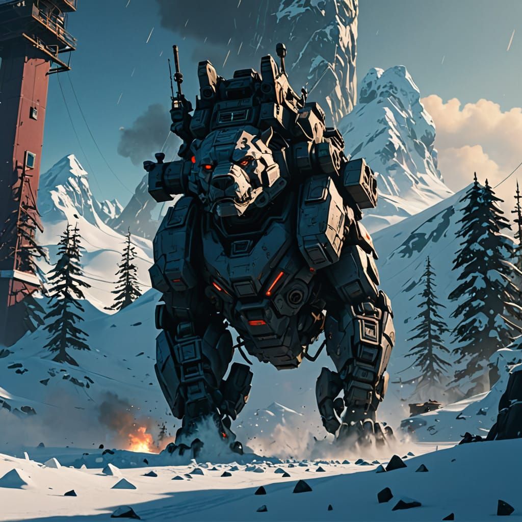 Giant Tank Dog in Los Santos, Antarctica Landscape