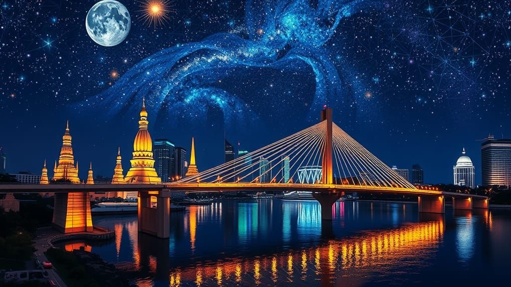 Rama VIII Bridge: String Art Starry Night