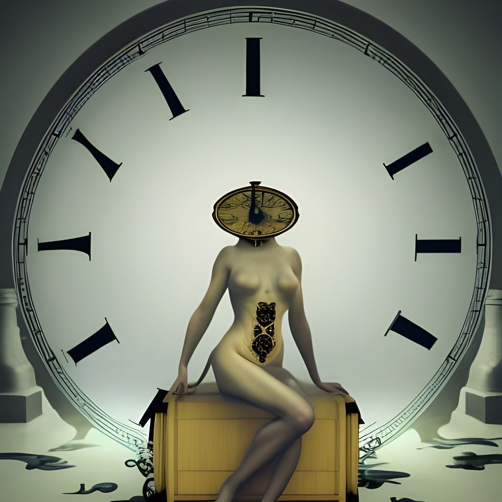 Clockhead Woman in Art Deco Style