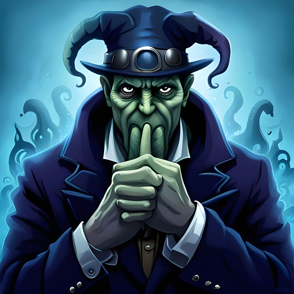 Dark Jester Portrait with Cthulhu, Comics Style