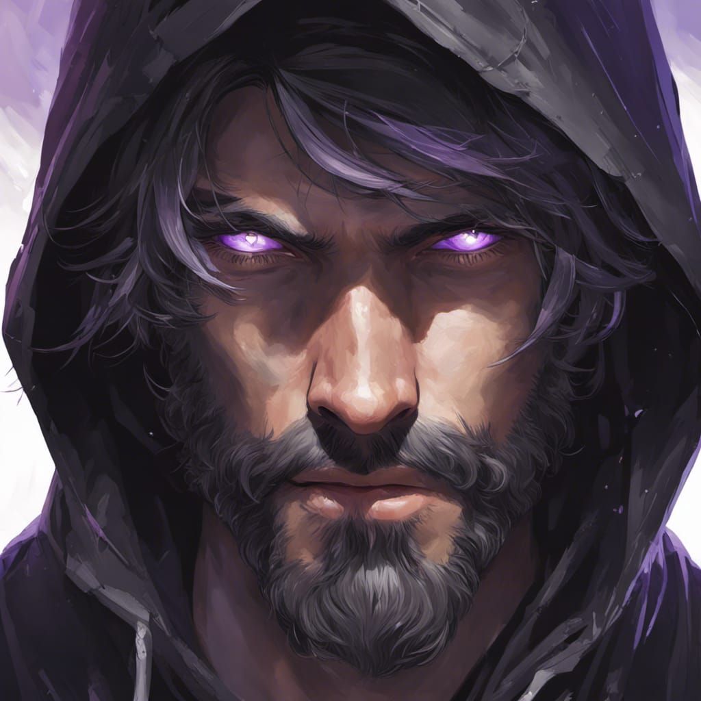 Hooded Man Portrait in Hyperdetailed Art Style