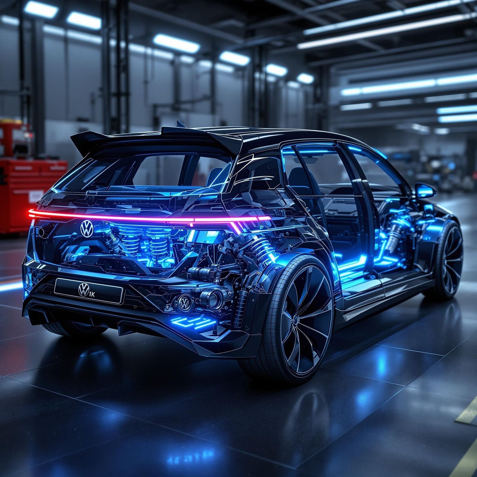 Futuristic Volkswagen Golf E-Tron Underside View