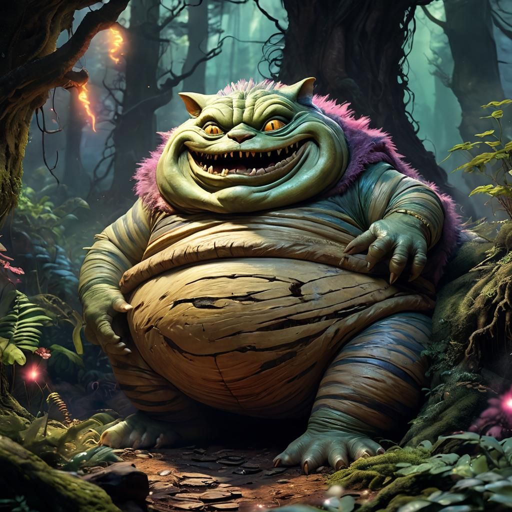 Jabba the Hutt as Cheshire Cat: Whimsical Impressionism
