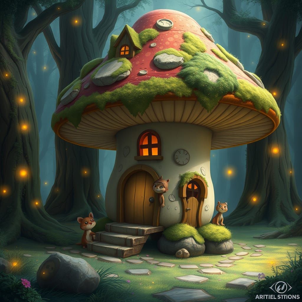 Mushroom Birdhouse in Enchanted Forest: Concept Art