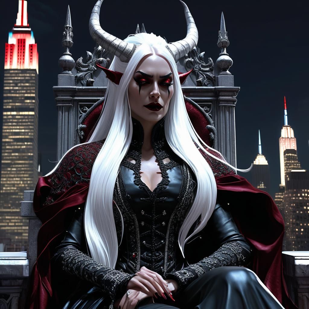 Gothic Woman on Throne in New York, Splash Art