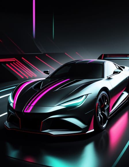 Futuristic Concept Car on Stage in Digital Art