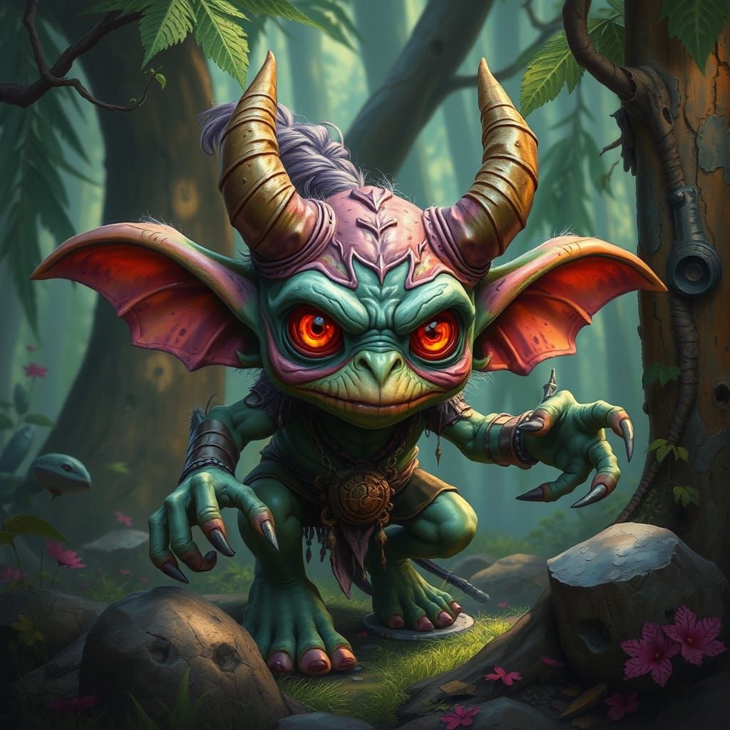 Vibrant Goblin Realm in a Fantastical Forest