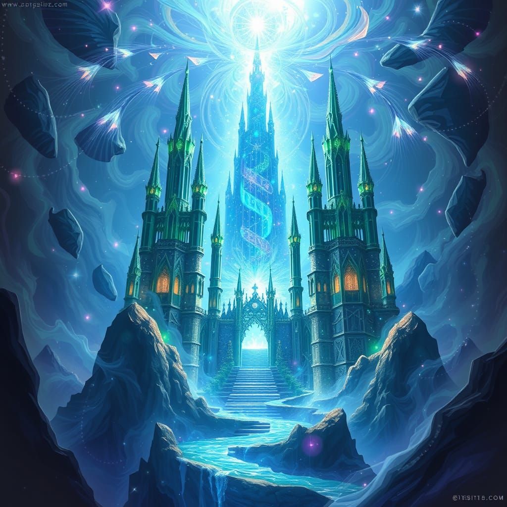 Celestial Gateway of Enchantment: Blue Spectral Storm