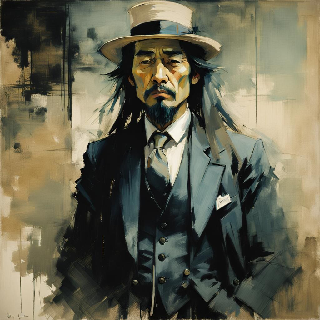 Japanese Man Portrait in Muted Colors