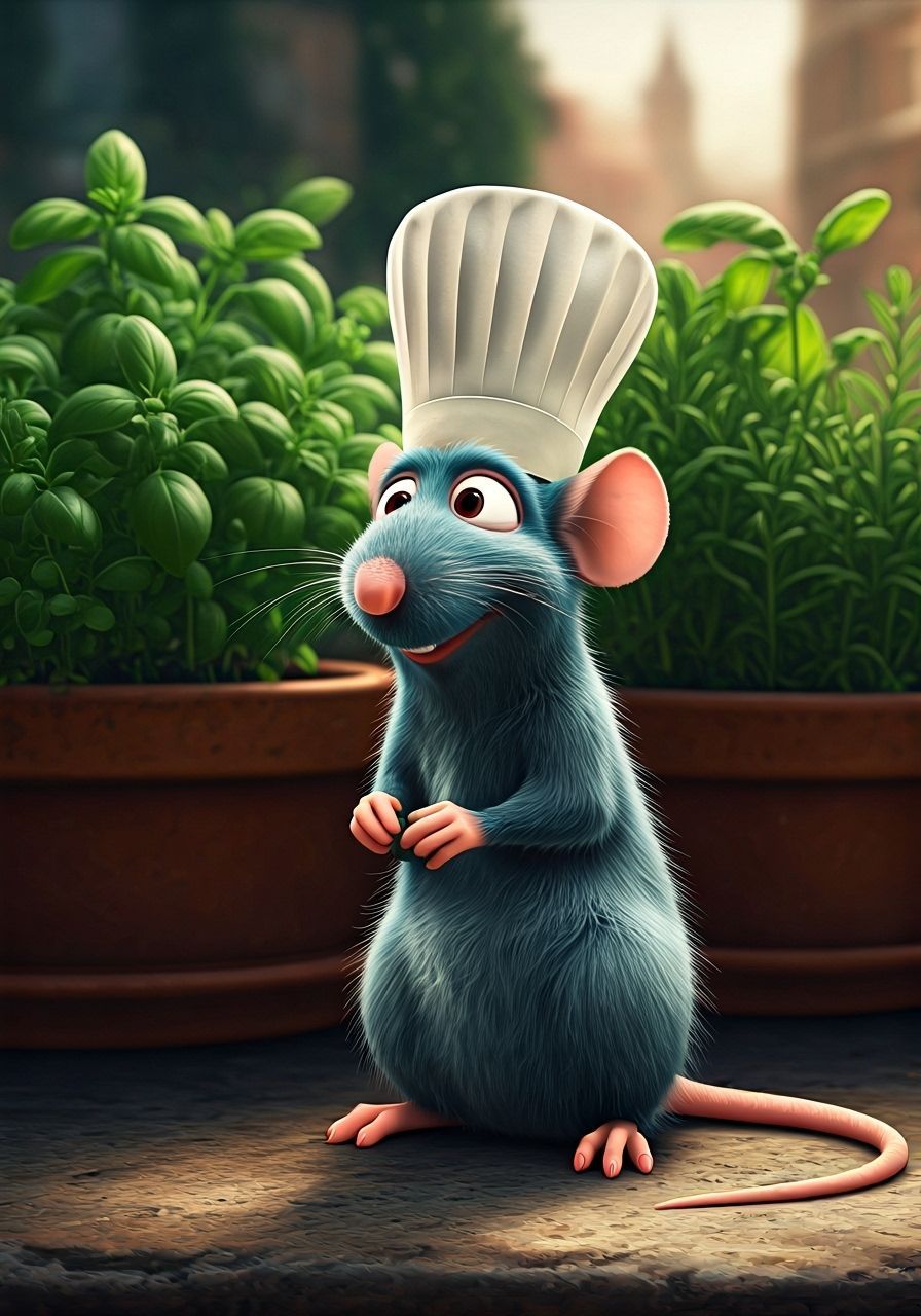 Remy the Little Chef in His Herb Garden