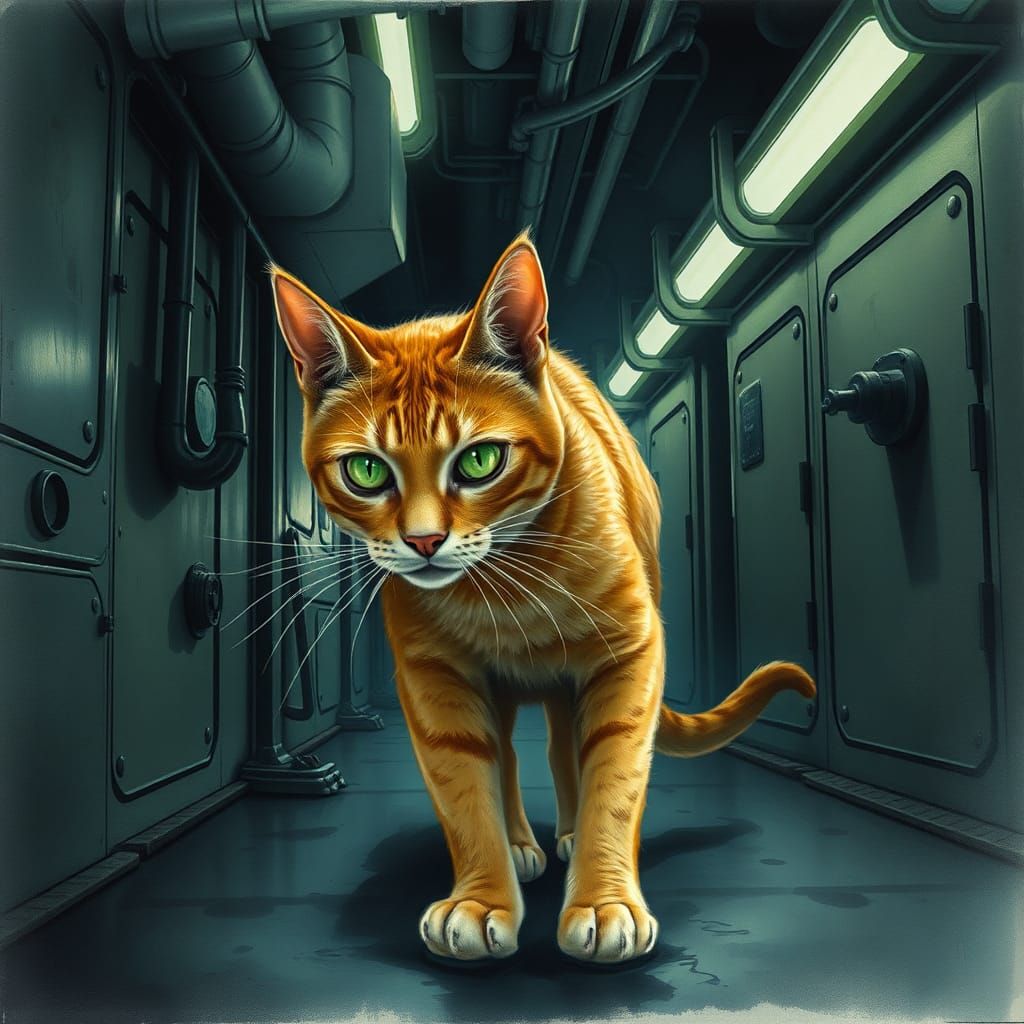 Sci-Fi Cat in a Sinister Spacecraft