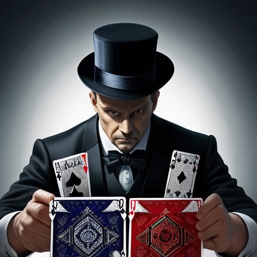 Hyperrealistic Magician Performing Card Tricks