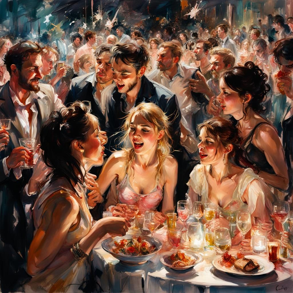 Hyperrealistic New Year's Eve Party in Digital Art
