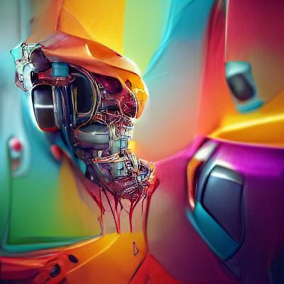 Colorful Geometric Robot Anatomy in Hyperreal 3D