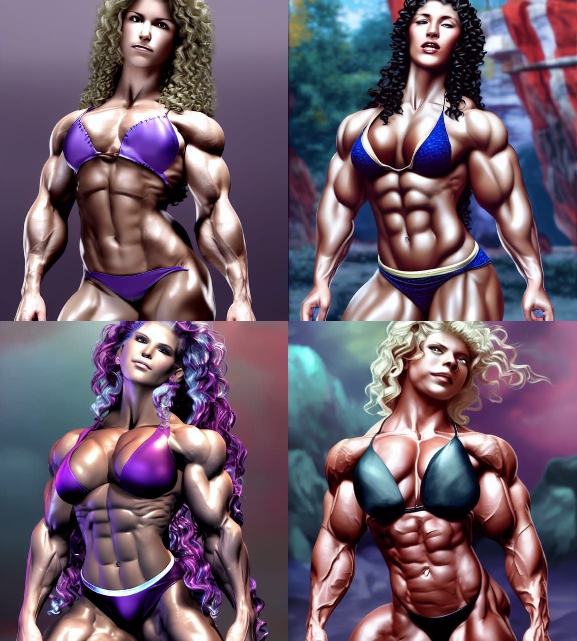 Beautiful Female Muscle Competitor in Anime Art Style