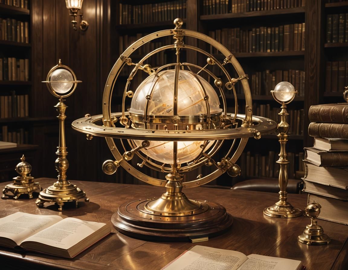 Brass Orrery Concept Art in Golden Lighting
