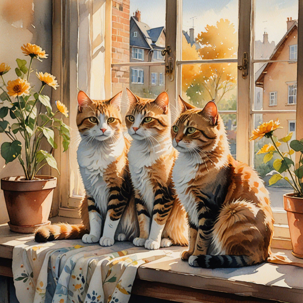 Charming Watercolor Feline Portrait