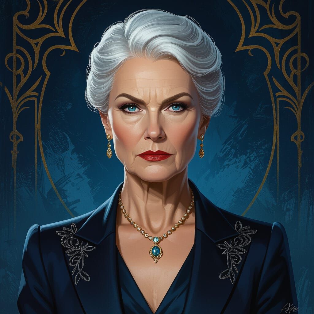 Dramatic Portrait of a Mature Woman in Matte Painting Style