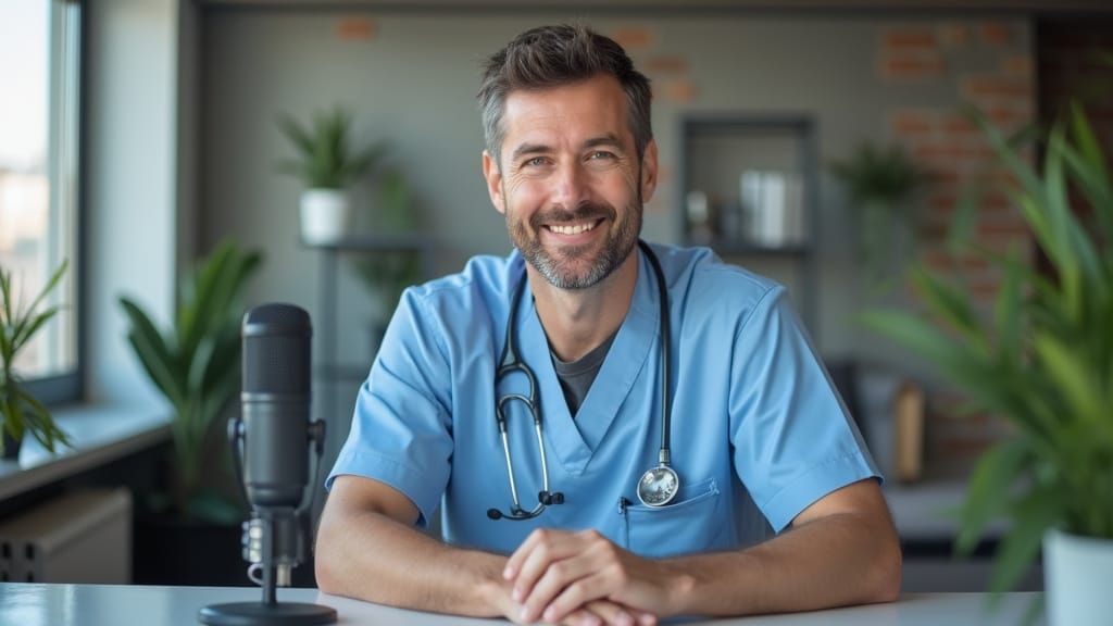 Charismatic Doctor Portrait in Modern Office Setting