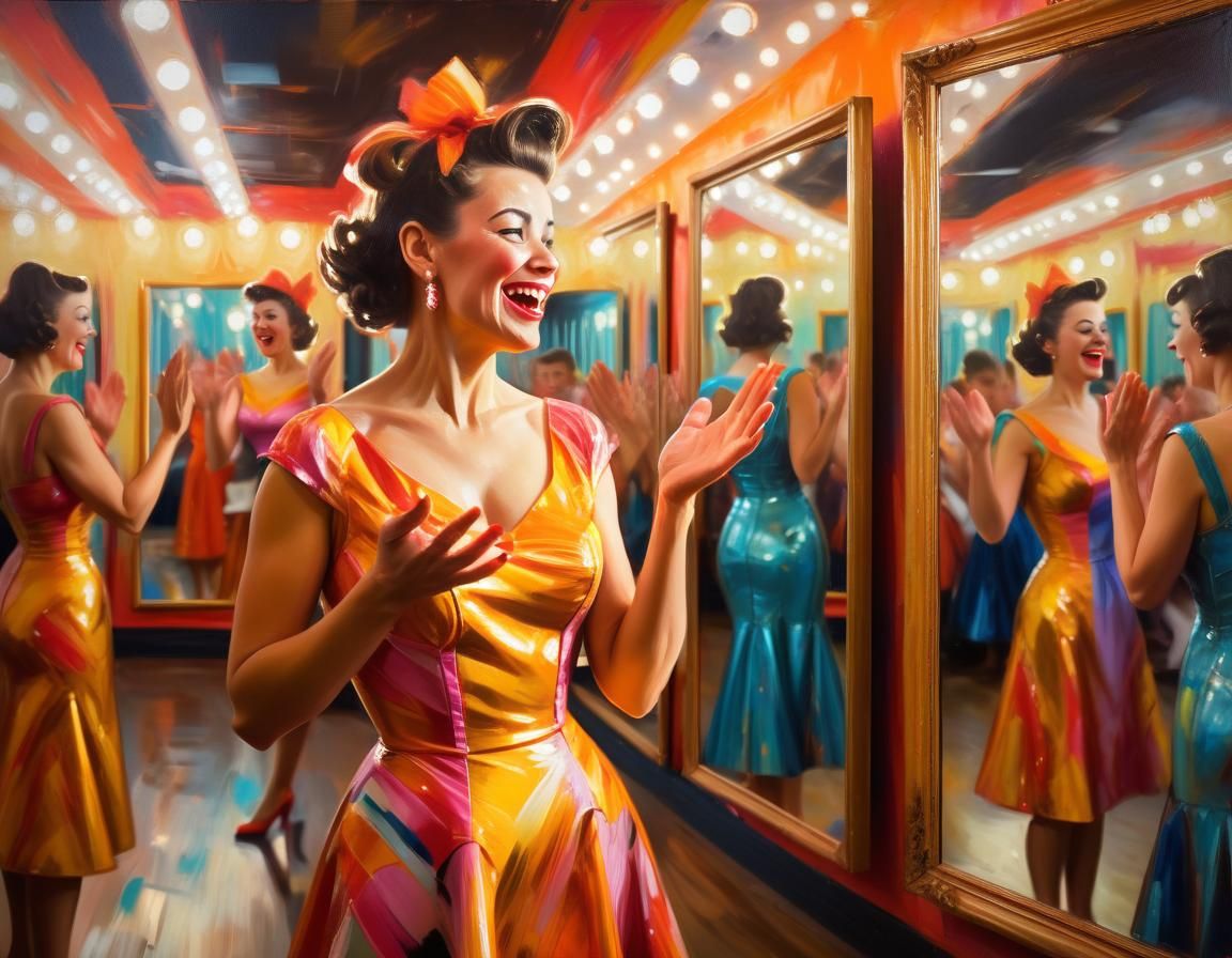 Woman in Hall of Mirrors: Expressionist Painting