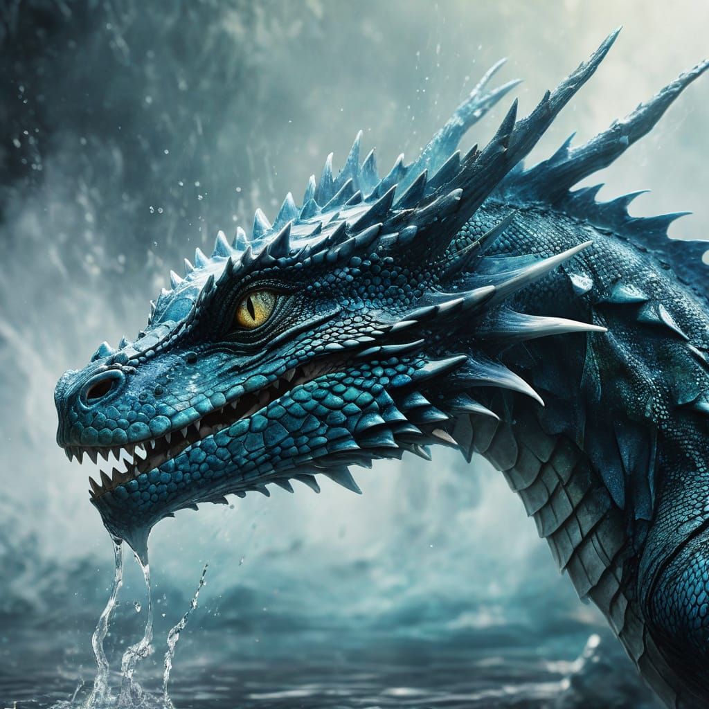 Majestic Water Dragon in Ethereal Light