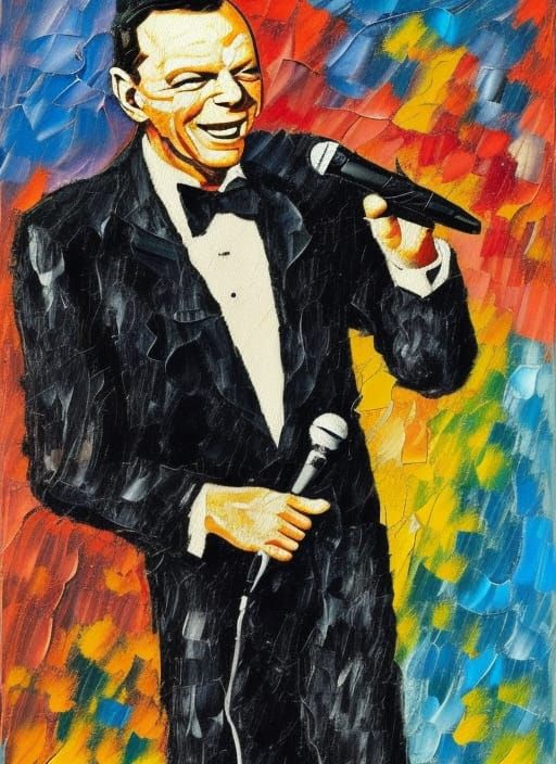 Frank Sinatra in Black and White Neo-Impressionism