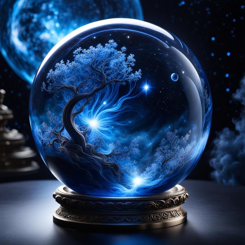 Glass Orb Filled with Intricate Cosmos Scene