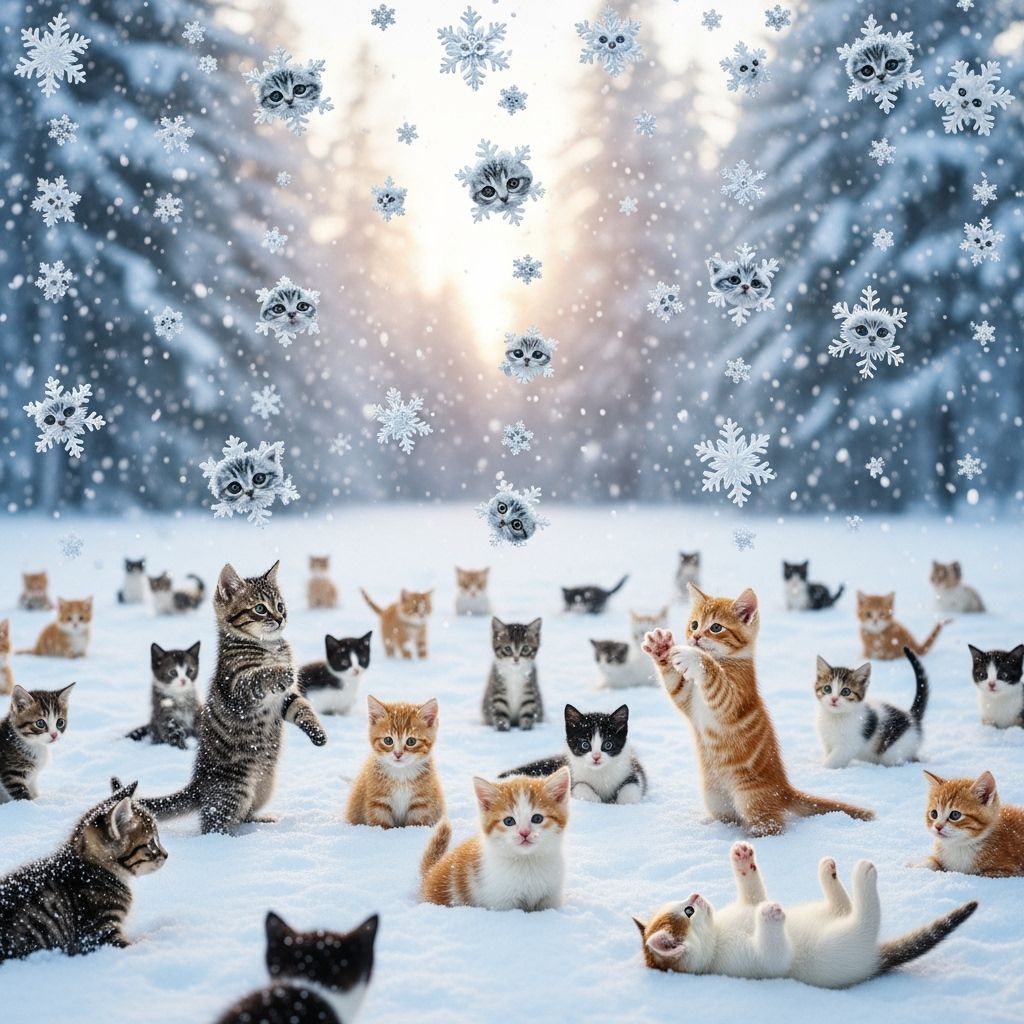 Snowflakes Transform into Playful Kittens