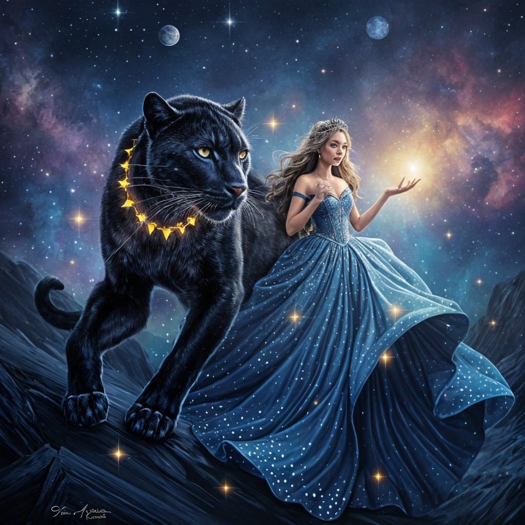 Cosmic Princess and Star Panther in Space