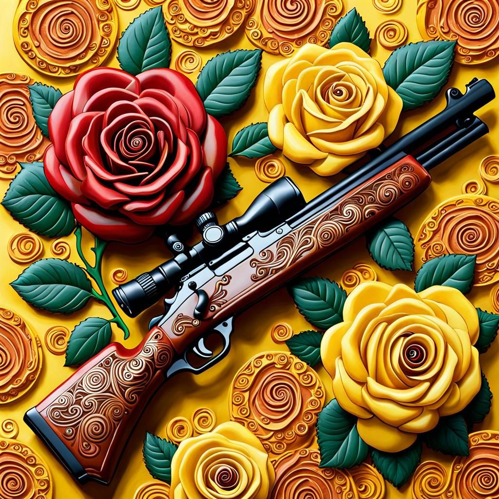 Chocolate Rifle with Red Rose Chocolates, Zentangle Style