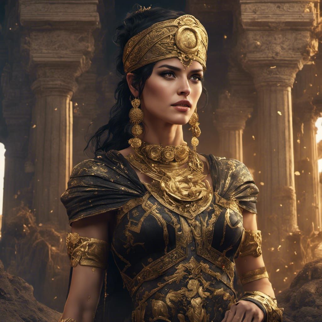 Black-Haired Beauty in Ancient Greek Costume