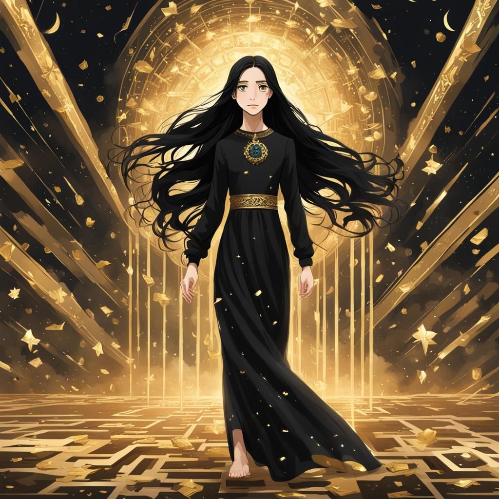 Teenage Girl Floating in a Void of Space