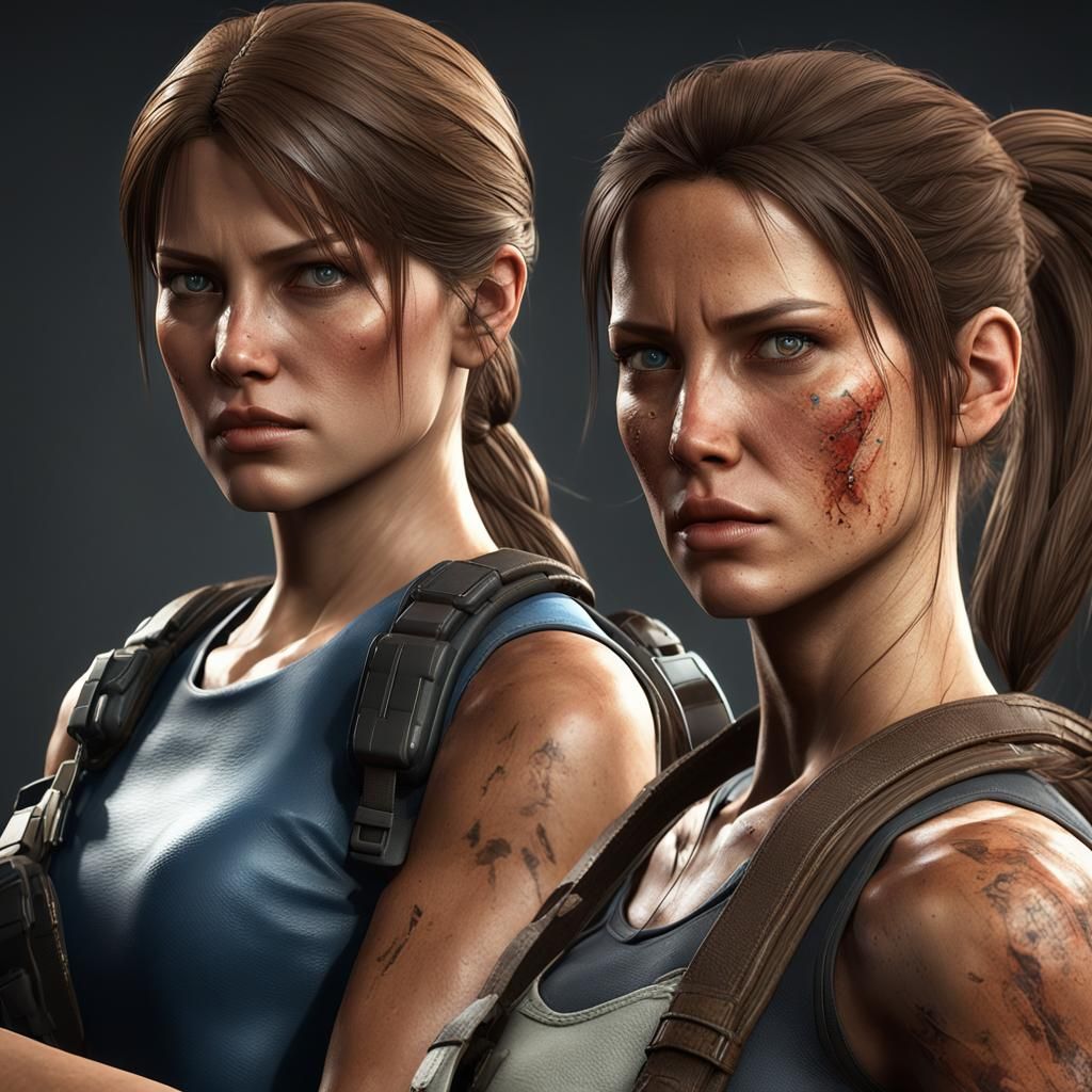 Lara Croft and Jill Valentine: 3D Game Render
