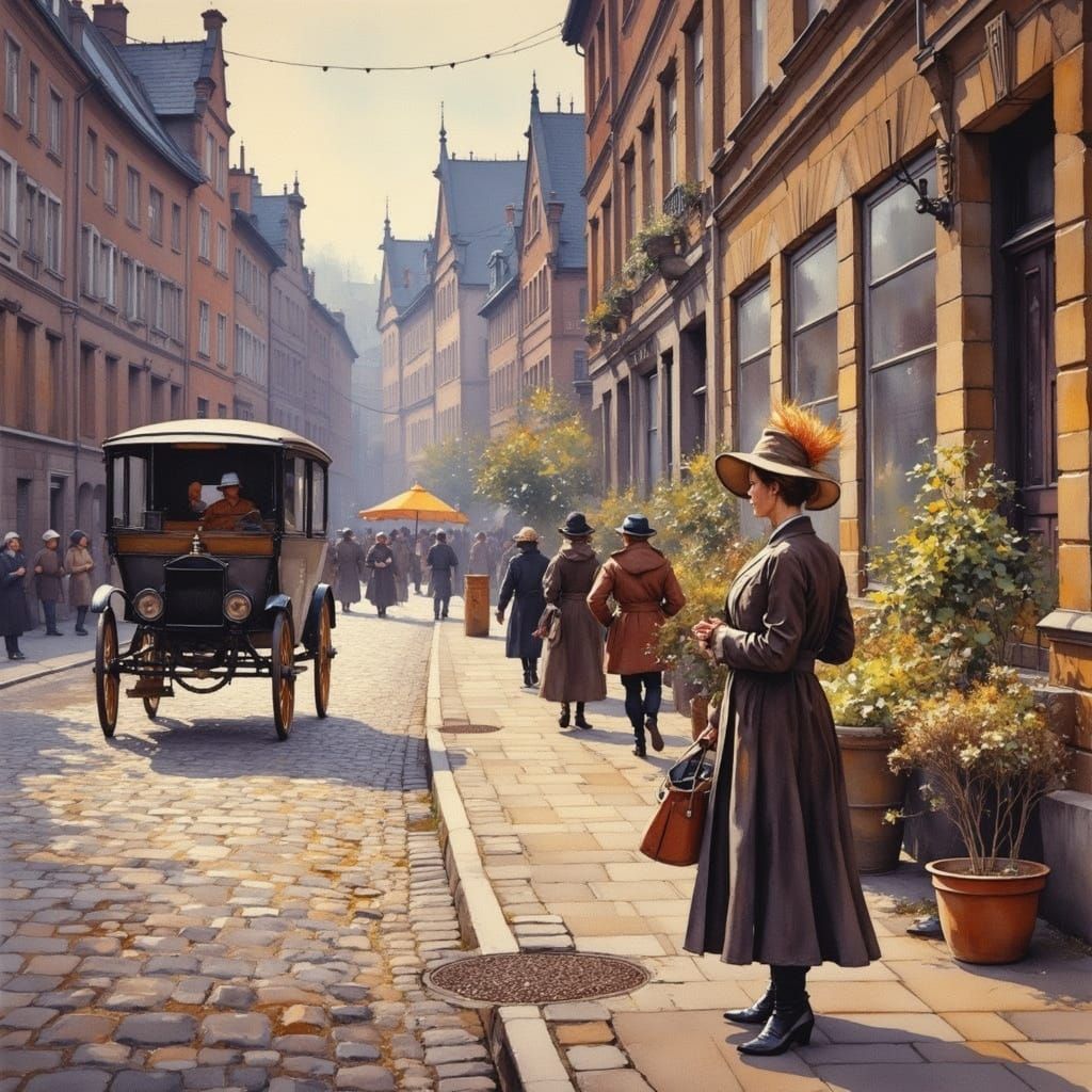 Copenhagen Street Scene in Danish Impressionist Style