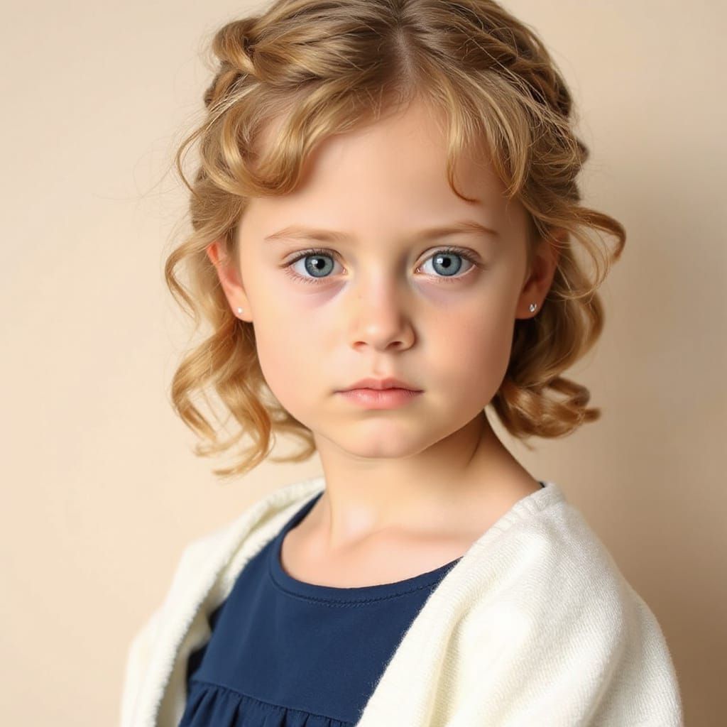 Portrait of Blonde Girl with Braided Hair