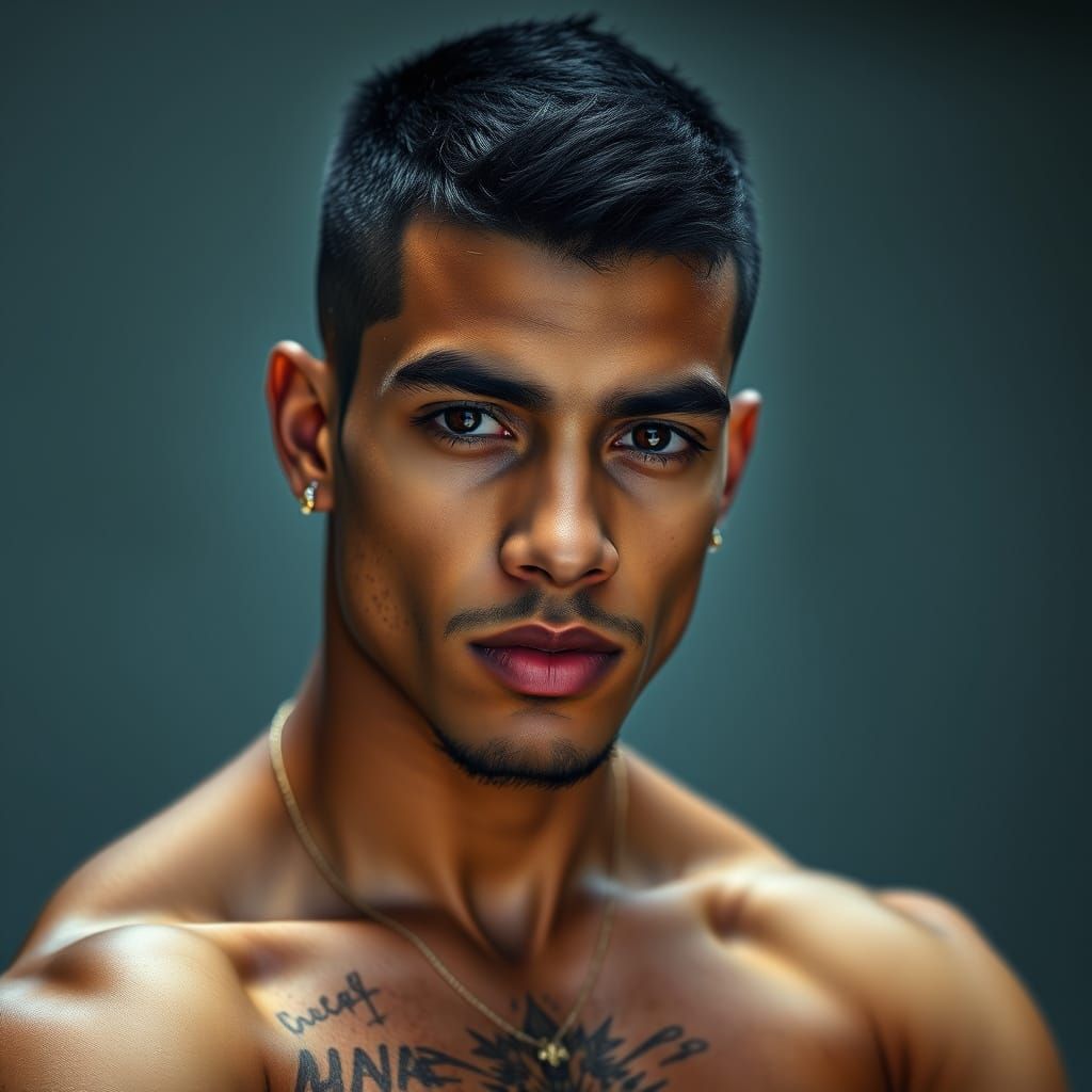 Portrait of Young Man with Intense Gaze