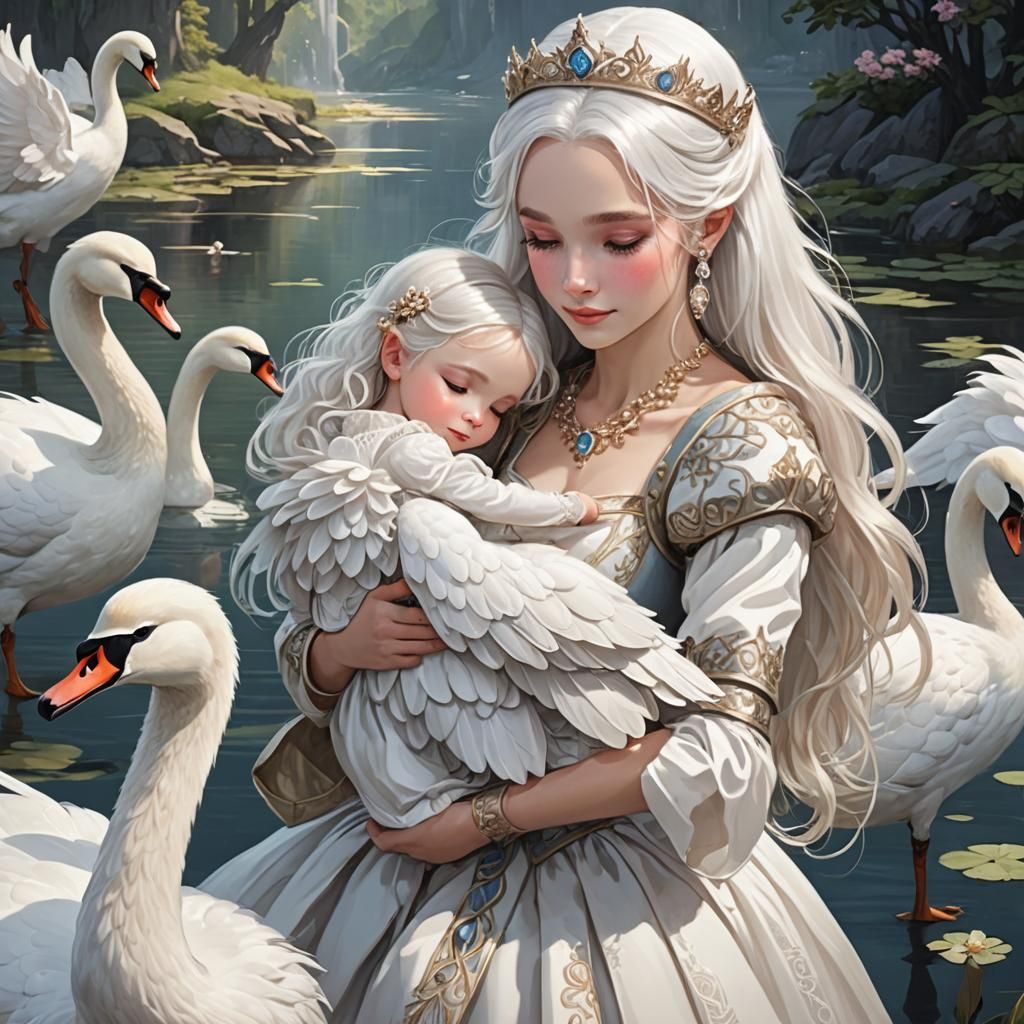 Princess Hugging Swan: A Fairytale Moment