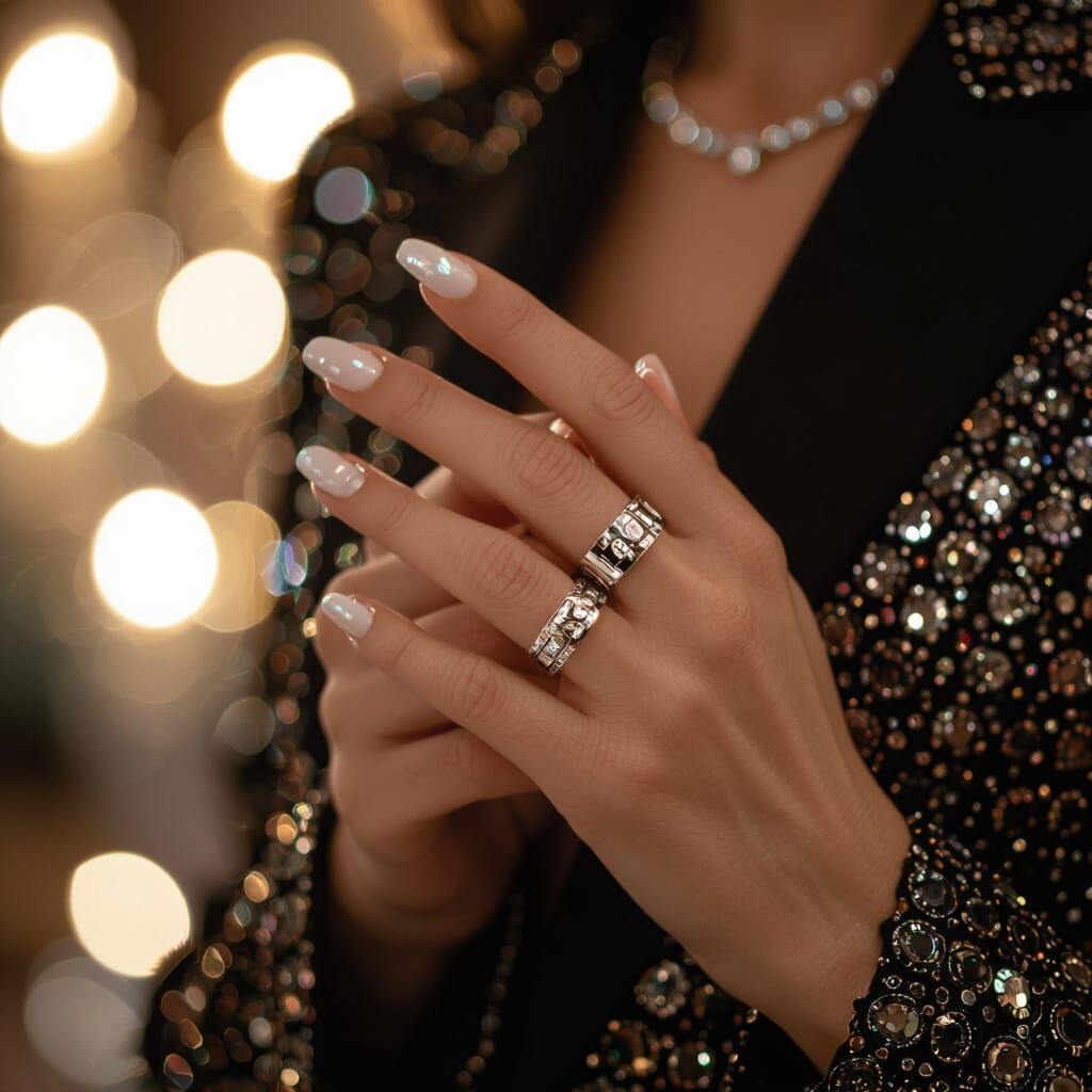 Elegant Nails and Ring in Cinematic Film Still