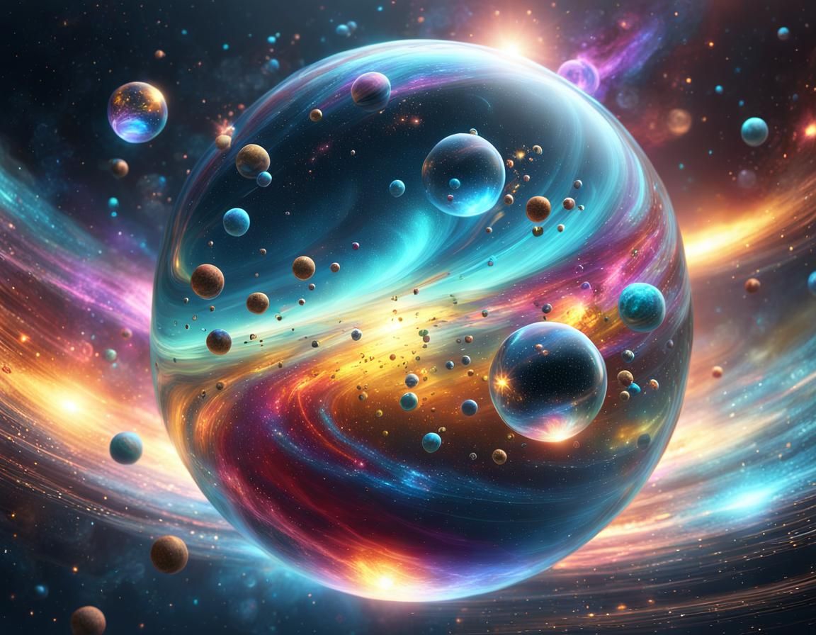 Cosmic Spheres Swirling in Space: Fantasy Concept Art